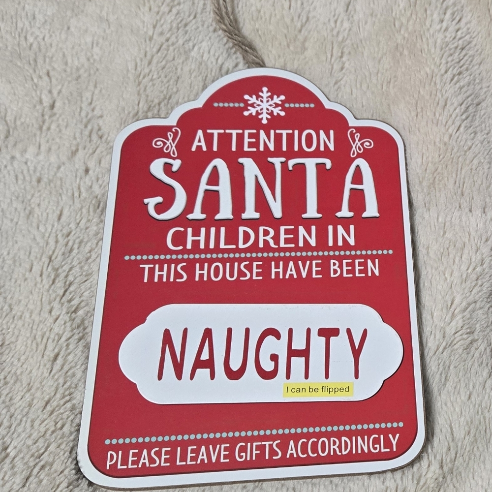 Attention Santa Holiday Changeable Sign Naughty or Nice NEW